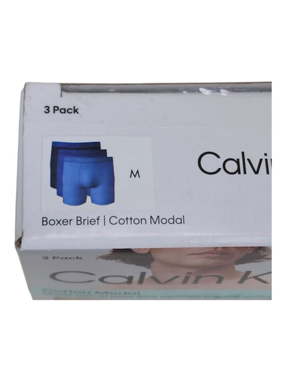 Calvin Klein Mens Boxer Briefs 3 Pack M Cotton Modal Blend Soft Blue Navy - Picture 3 of 8